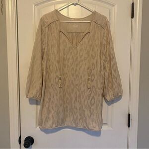Lane Bryant Women's Cream Animal Print 3/4 Sleeve Top Size 18/20